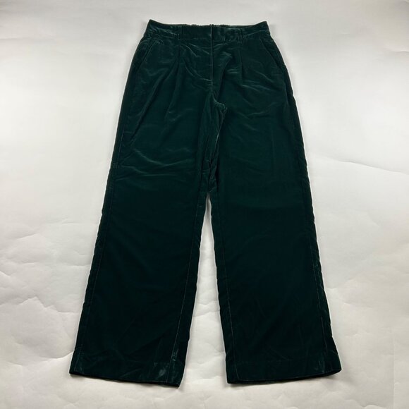 Old Navy Dark Bottle Green Stretch Velvet Taylor Wide Leg Trouser M - Picture 1 of 7
